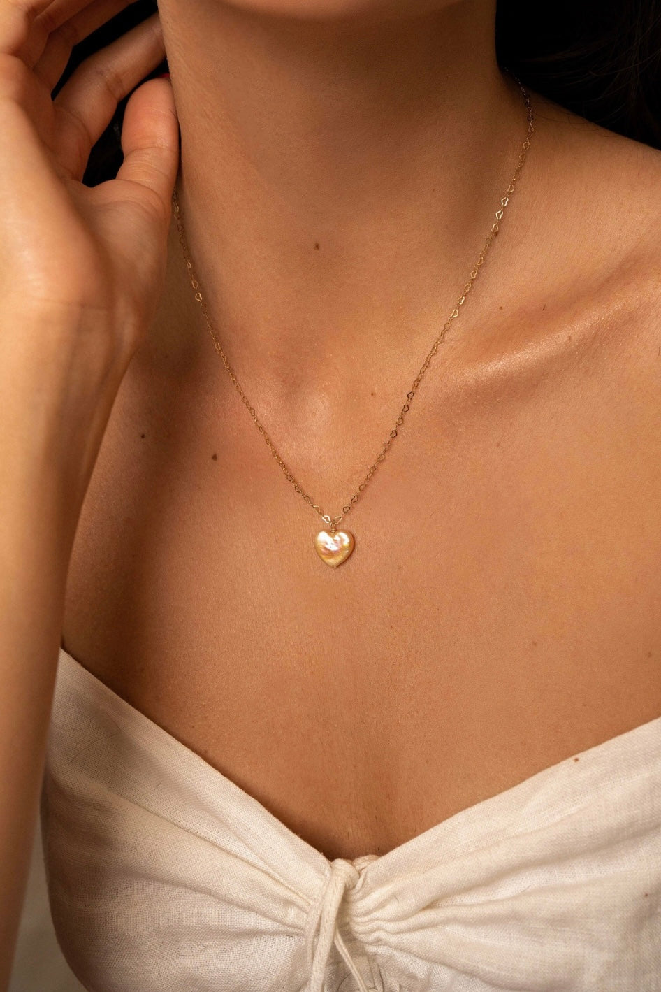 Lise Pearl Heart Necklace