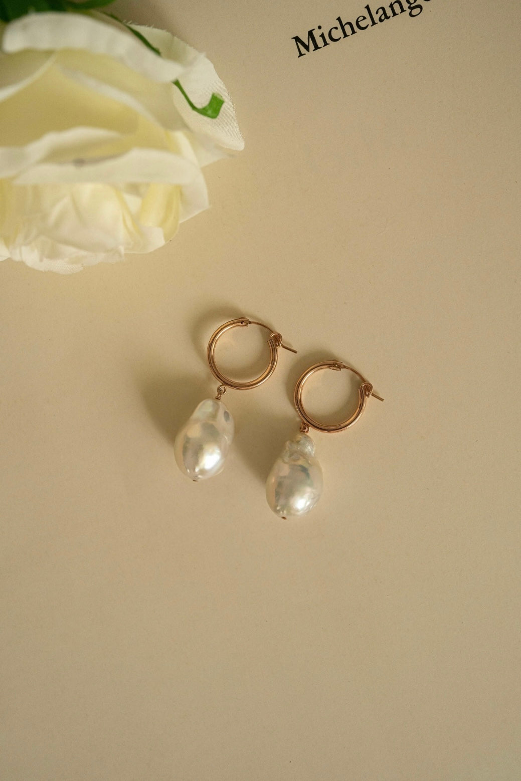 14K Rose Gold Cultured White Freshwater Pearl Earrings - Gracious Rose  Jewelry